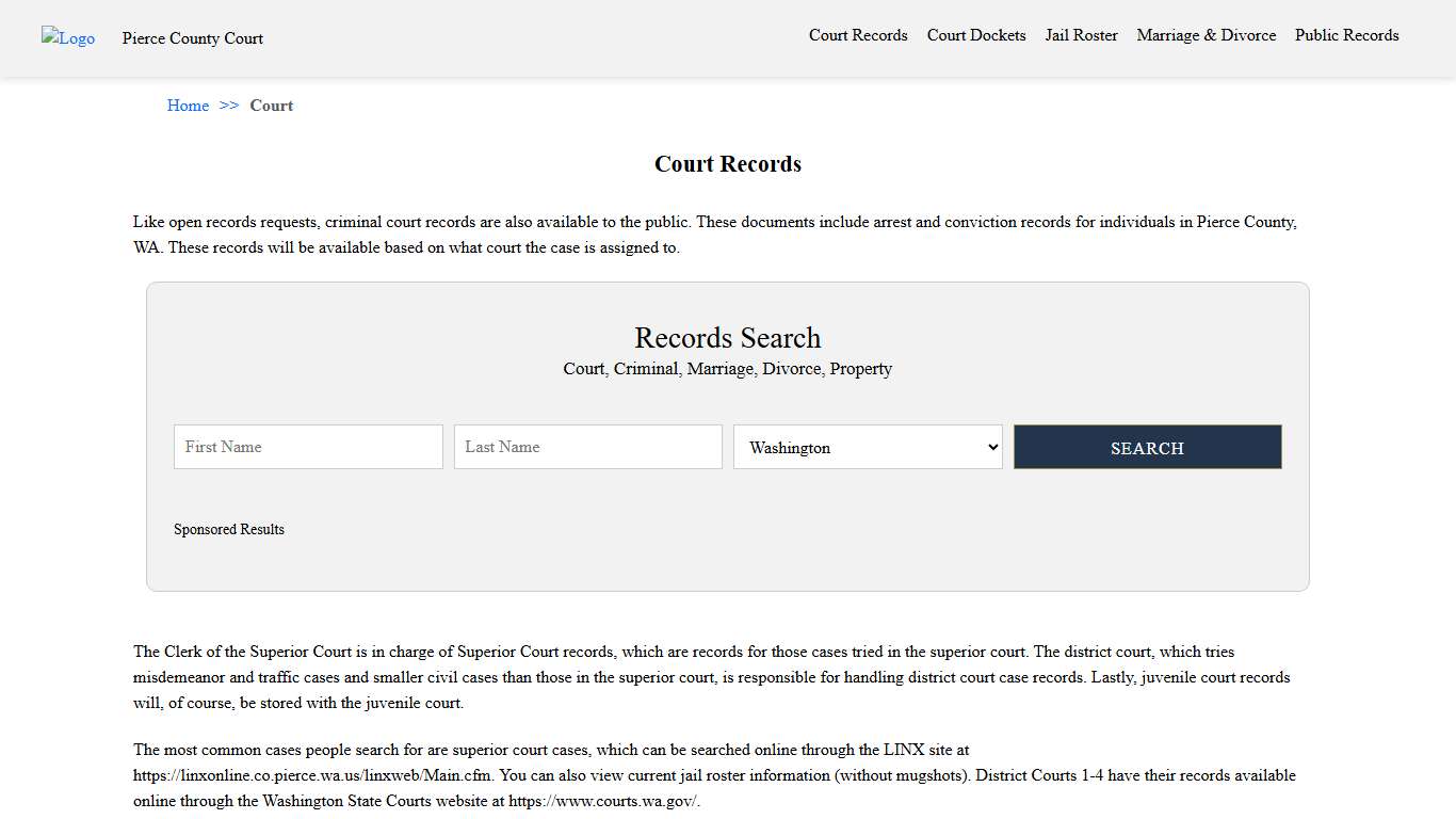 Court Records | Pierce County Court
