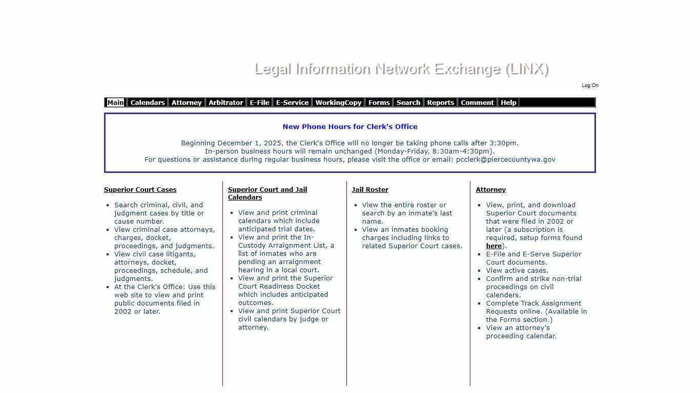 LINX - Pierce County Legal Information Network eXchange